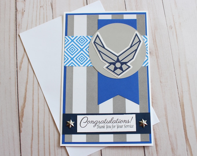 US Air Force Card, Air Force Retirement, Air Force Promotion, Air Force Graduation, Handmade Card, Air Force Card, Air Force Congrats Card