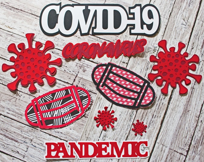 Scrapbooking Die Cuts, Handmade Diecut Sets, Scrap Book Embellishments, Party Decor, Covid19 Quarantine, Virus Pandemic, Documenting History