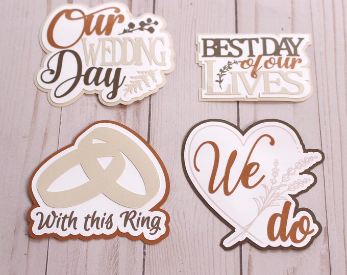 Custom Colors, Wedding Diecuts, Scrapbook Embellishments, Our Wedding Day, Die Cut Sets, Wedding Scrapbooking, We Do, Rustic Boho Designs
