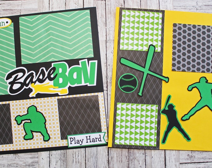 School Team Colors, Custom Made, Baseball Scrapbook Page Set, Memory Book Kit, Premade Baseball Pages, Custom Mascot Design, Personalized