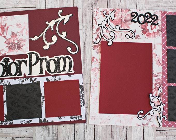 Custom Year, Any Color, Senior Prom, Junior Prom, Scrapbook Page Set, High School Scrap Book, Filigree Design, Formal Dances, Premade Pages