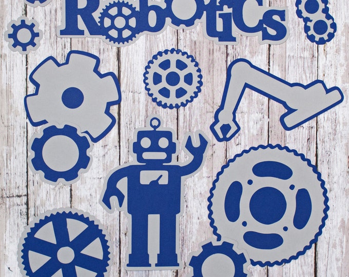 Any 2 Colors, Set of 12, Robotics Layered Diecuts, Engineering & Technology, Custom Die Cut Set, Scientists and Inventors, Scrapbook Pages