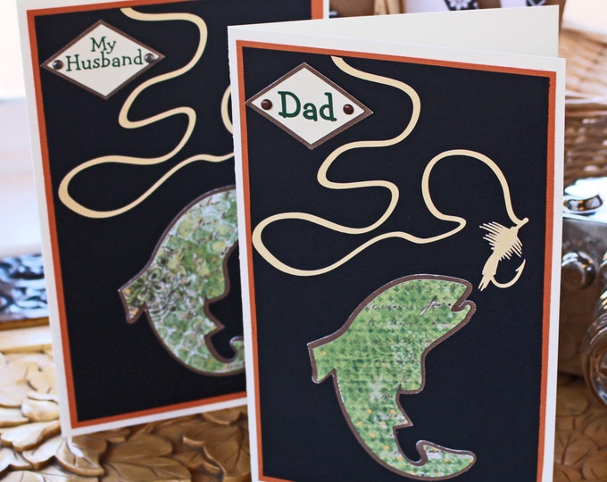 Personalized Fishing Card, Fly Fishing Card, Birthday Card, Father's Day Card, Fishing Card, Gone Fishing, Trout Fishing Card, Handmade Card