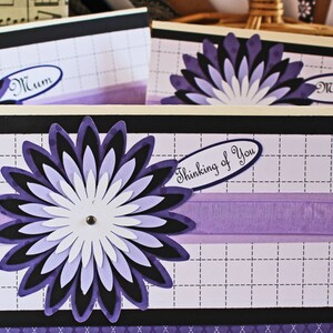 Custom Message, Chrysanthemum Card, Birthday Greeting, Mother's Day, Flower Mum Layers, Handmade Card, Floral Card for Her, Purple and Black image 4