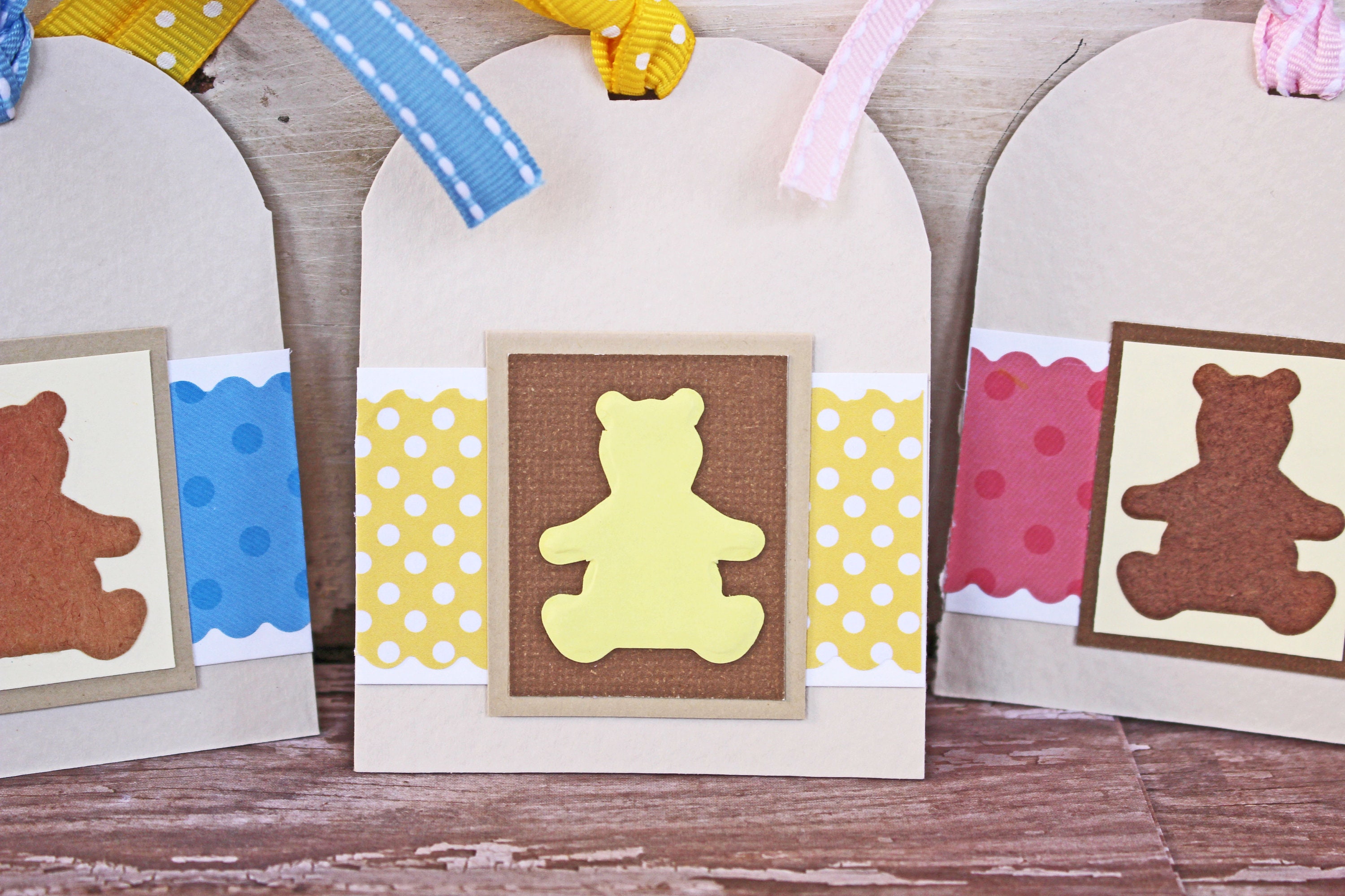 Set of 3, Teddy Bear Tags, Handmade Tags, Baby Gift Tags, Gift Tags, Baby  Shower, Tags, New Baby, Teddy Bear, Hang Gift Tag, Baby Card, Tag