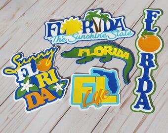 Florida Die Cut Set, Scrapbooking Decals, Layered Diecuts, Florida Vacation, Vacation Scrapbook Set, Sunny Florida Set, FL Vacation Die cuts