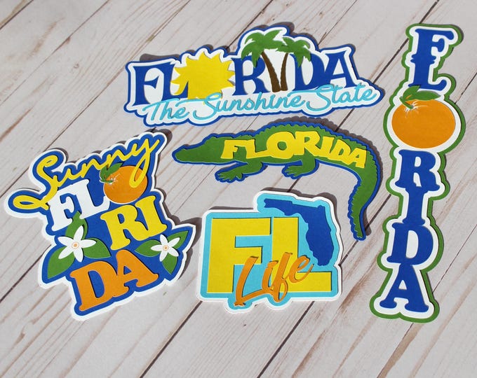 Florida Die Cut Set, Scrapbooking Decals, Layered Diecuts, Florida Vacation, Vacation Scrapbook Set, Sunny Florida Set, FL Vacation Die cuts