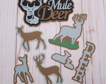 Mule Deer Diecut Set, Set of 7 Mule Deer Die Cuts, Wildlife Scrapbooking, Deer Scrapbooking Pieces, Deer Herd Embellishments, Deer Sightings