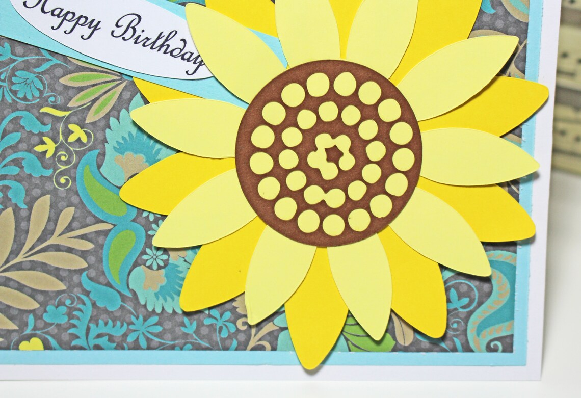 Handmade Sunflower Card Birthday Greeting Feminine Flower Etsy