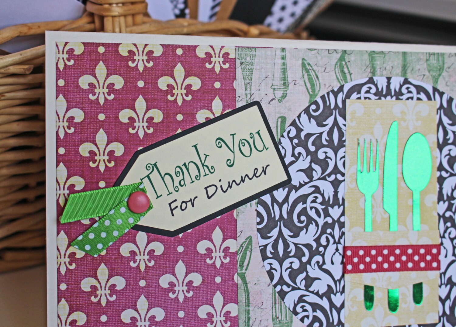 Thank You For Dinner Card Handmade Card Dinner Thank You Card 