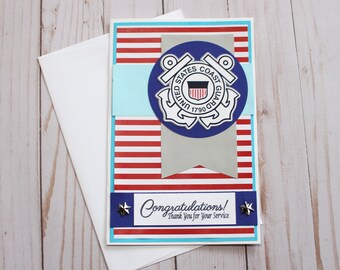 US Coast Guard Card, Coastie Retirement, Rank Promotion, Academy Graduation, Semper Paratus, Coast Guard Achievement, Handmade Greeting Card