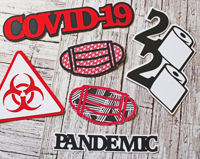Covid-19 Die Cut Set, Handmade Diecuts, Scrapbooking Embellishment, Coronavirus Quarantine, 2020 Pandemic, Historical Scrap Book Journaling