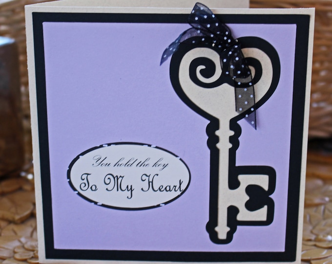 Antique Key to My Heart Card, Valentine Card, Anniversary Card, Love You Card, Wedding Card