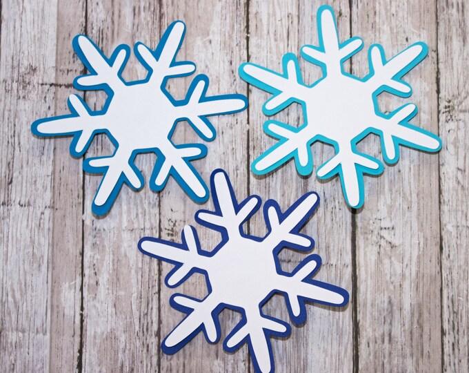 Set of 3, Snowflake Die Cut, Layered Die Cut, Christmas Scrapbook, Holiday Embellishment, Christmas, Die Cut, Holiday, Scrapbook, Snowflake