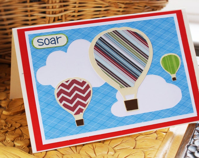 Hot Air Balloon Achievement Card, Hot Air Balloon Graduation Card, Hot Air Balloon Congratulations Card, Hot Air Balloon Card, Soar Card