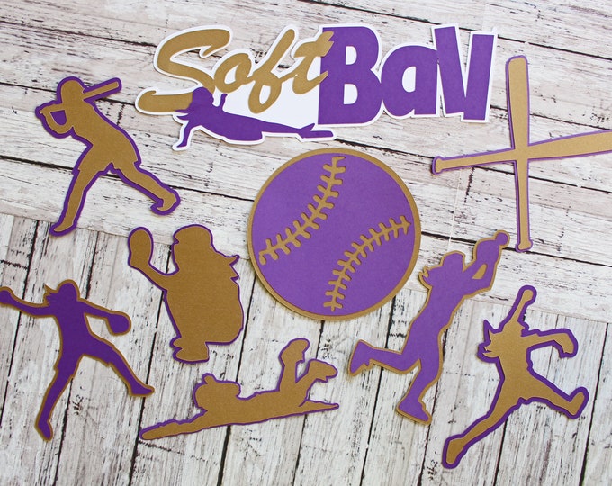 Any Color, Girls Softball, Die Cut Set, Female, Scrapbooking Design, High School, Soft Baseball, Team Color, Handmade Diecuts, Party Decor