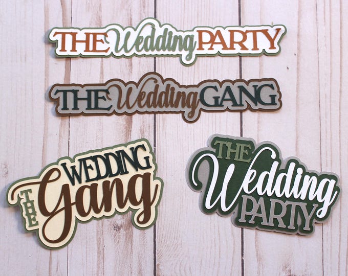 Custom Colors, Wedding Party Diecut Set, Wedding Day Die Cut Set, The Wedding Gang Cutouts, Scrapbook Embellishments, Layered Cardstock
