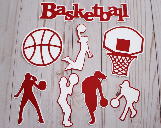 Any Color, Girls Basketball Die Cut Set, Feminine, Scrapbooking Embellishments, Female Sports, Team Color, Handmade Diecuts, Party Decor