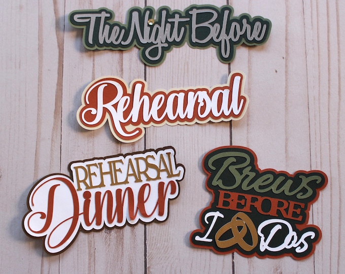 Any Color, Wedding Rehearsal Die Cut Set, The Night Before Wedding, Rehearsal Dinner, Brews Before I Do's, Cardstock Embellishment Cutouts