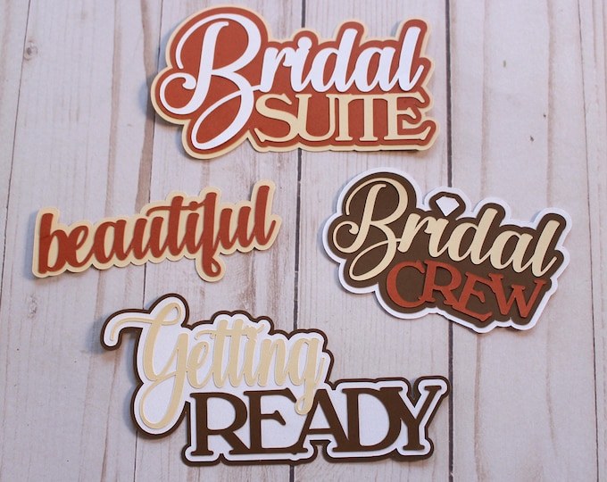 Custom Colors, Getting Ready Diecuts, Bridal Suite Die Cuts, Wedding Day Embellishments, Bridesmaids Paper Pieces, Bridal Party Paper Cutout