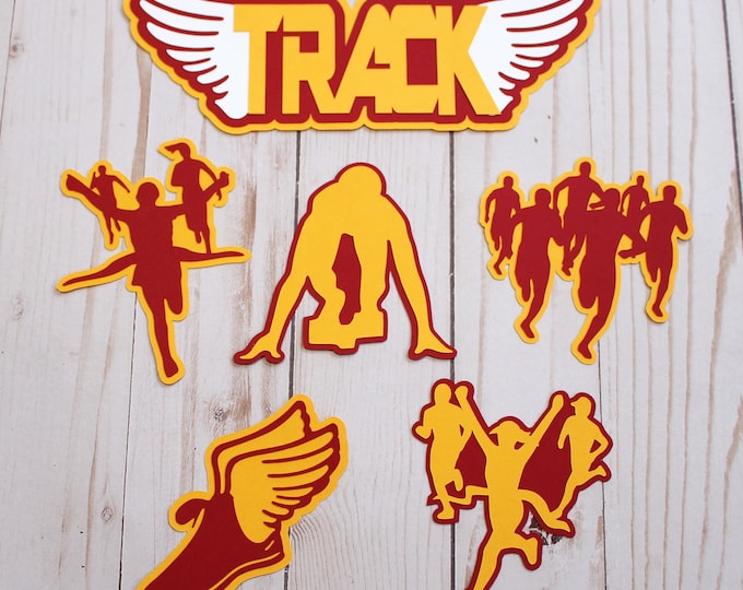 Pick your Colors, Track Die Cut Set, Running Diecuts, Scrapbooking Design, High School, Custom Team Color, Layered Paper Diecut, Party Decor