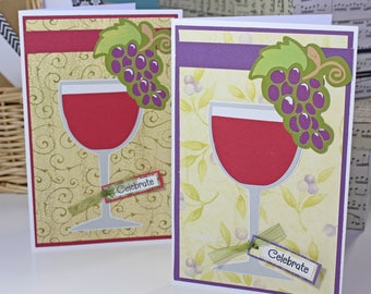 Handmade Wine Glass Card, Red Wine Birthday Card, Special Celebration, Glass of Red Wine, Classy Birthday Greeting, Vineyard Theme Party