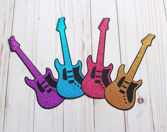 Electric Guitar Die Cut, Guitar Die Cut, Rock N Roll Die Cut, Rock Music Die Cut, Music Scrapbook, Handmade Die Cuts, Rock Concert Scrapbook