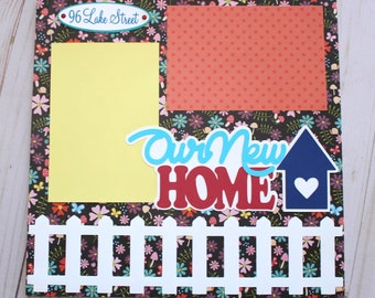 Our New Home, Choice of Colors, 12 x 12 Size, Custom Scrapbook Page, Picket Fences, Home Sweet Home, Housewarming Congrats Gift, Milestones
