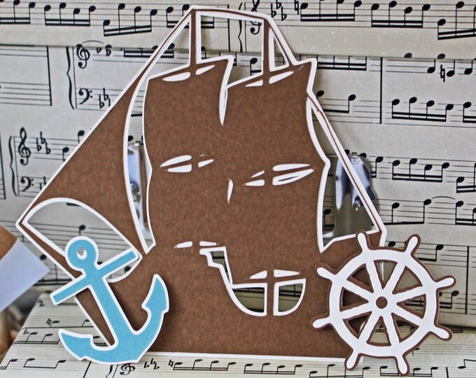 Nautical Die Cut, Ship Die Cut, Anchor Die Cut, Ship Wheel Die Cut, Sailing Die Cut, Sailing Scrapbook, Handmade Die Cut, Nautical Scrapbook