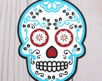 Sugar Skull Diecut, Layered Sugar Skull, Laser Die Cut, Día de los Muertos, Skull Embellishment, Halloween Scrapbook, Scrapbooking Decal