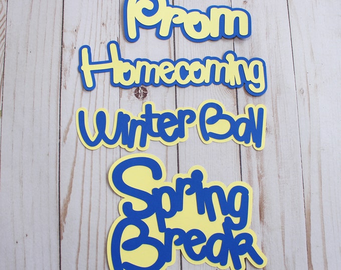 Any Color, Die Cut Set, High School Events, Scrapbook, Die Cuts, School Years, Prom, Winter Ball, Homecoming, Spring Break, School Dances