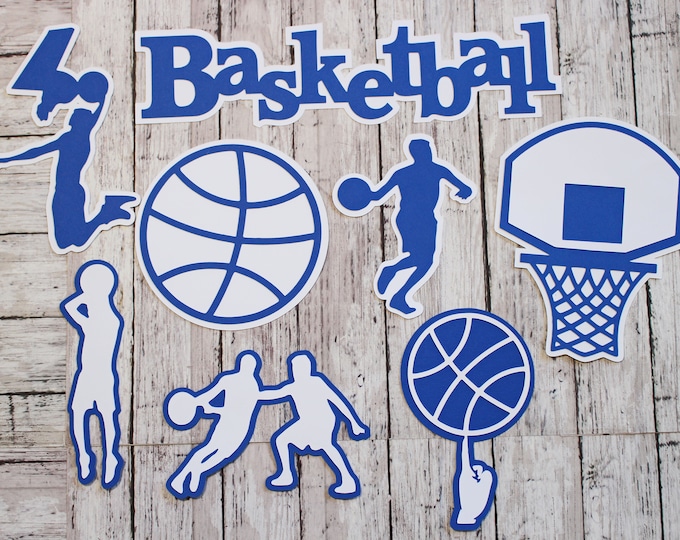 Any 2 Colors, Boys Basketball Die Cut Set, Mens Basketball, Scrapbooking Embellishments, Sports Team Color, Handmade Diecuts, BB Party Decor