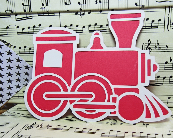 Train Engine Die Cut, Choo-Choo Train Die Cut, Train Die Cut, Locomotive Die Cut, Boy's Scrapbook, Handmade Die Cuts, Train Scrapbook Page