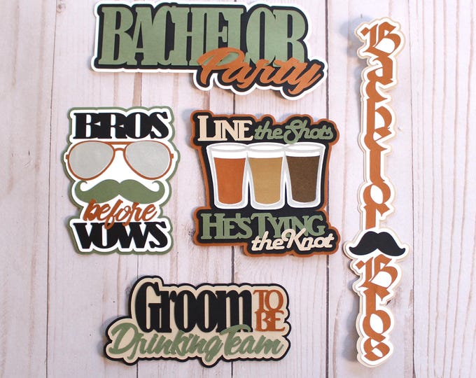 Any Color Combo, Bachelor Party Die Cut Set, Guys Weekend, Line the Shots, He's Tying the Knot, Scrapbook Embellishments, Bros Before Vows