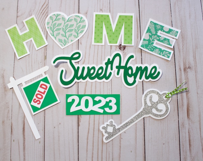 Custom Colors and Year, Housewarming Diecuts, Layered Diecuts, Home Sweet Home Die Cuts, Housewarming Scrapbook Embellishents, New Home Set