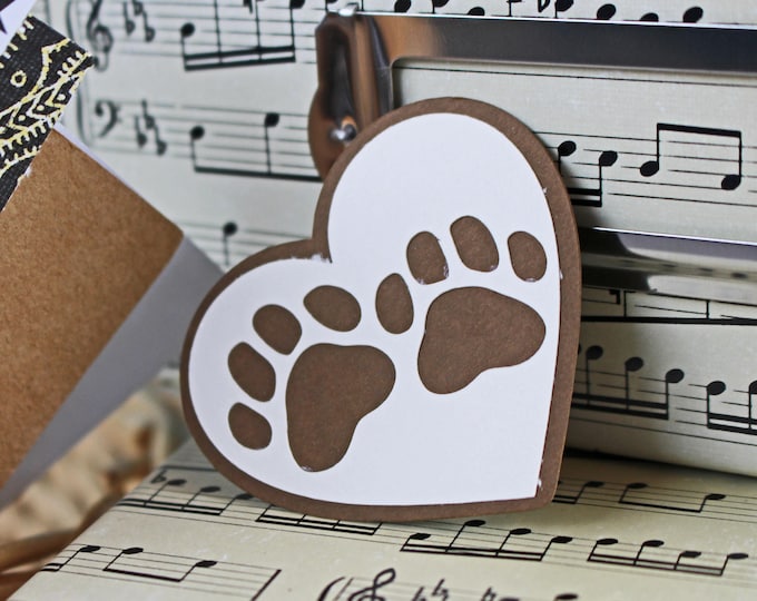 3 Pawprints in Heart Die Cuts, Pet Scrapbook, Pawprint Die Cut, Dogs, Cats, Handmade Die Cut, Pet Die Cut, Heart, Pets, Scrapbooks, Fur Baby