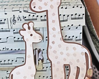 Set of 2, Giraffe Die Cuts, Handmade Die Cuts, Baby Scrapbook, Baby Giraffe, Zoo Animals, Momma, Daddy, Sibling, Baby, Giraffe, Baby Book