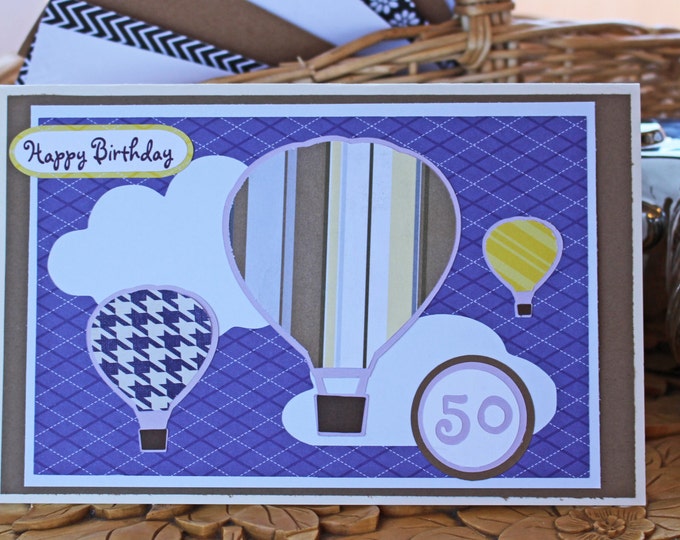 Custom, Hot Air Balloon Card, Handmade Card, Birthday Card, Balloon Card, Hot Air Balloons, Balloon Card, Balllooning, Hot Air Balloon Cards