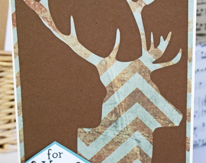 Custom, Deer Head Card, Elk Head Card, Father's Day Card, Birthday Card, Hunting Card, Handmade Card, Big Game, Antler, Buck Head, Trophy