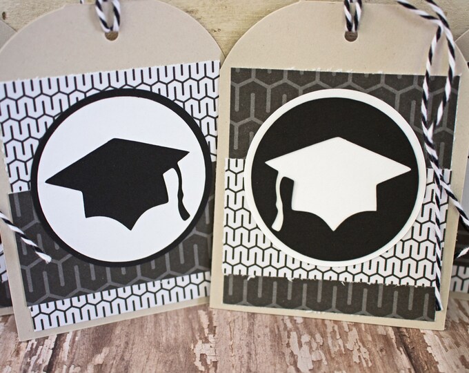 Set of 4, Graduation Tags, Handmade Gift Tags, Graduation Cap Tags, Gift Tags, Graduation Cap, Tags, Graduation, Party Favor Tag, Hang Tags