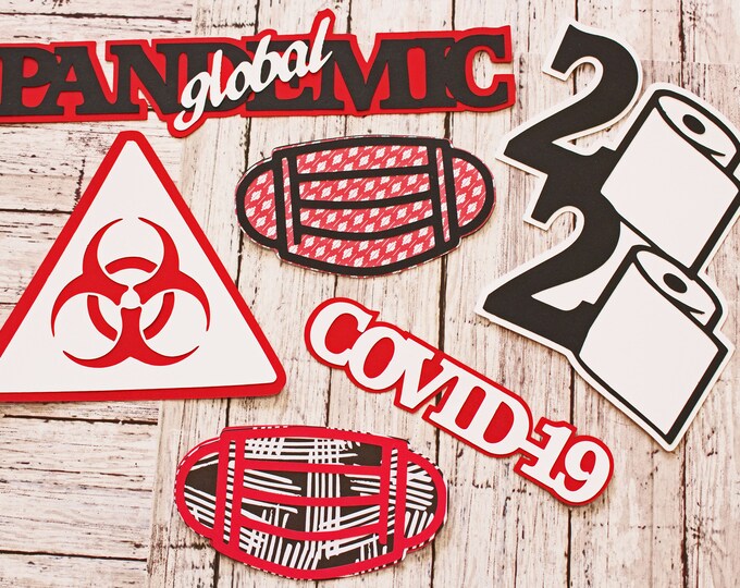 2020 Global Pandemic Diecuts, Handmade Die Cut Set, Scrapbooking Embellishment, Coronavirus Quarantine, Covid-19, Historic Event Documenting