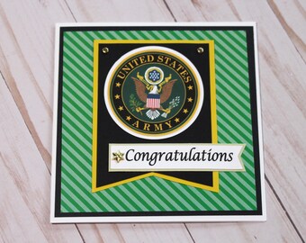 US Army Card, Army Retirement, Army Promotion, Army Graduation, US Military, US Army, Handmade, Card, Congratulations, Army Congrats Card