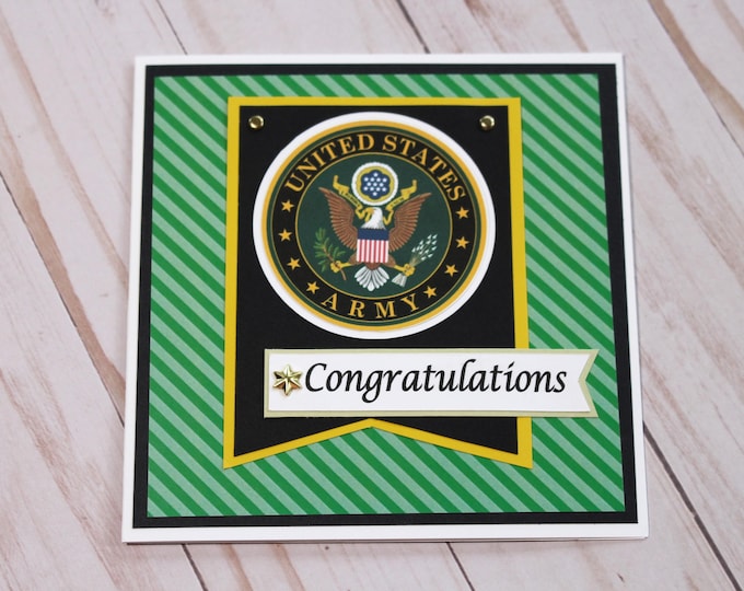 US Army Card, Army Retirement, Army Promotion, Army Graduation, US Military, US Army, Handmade, Card, Congratulations, Army Congrats Card