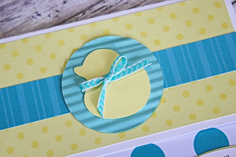 Gender Neutral Shower Gift Duckling Baby Card Baby Duck Gift Card Holder Money Card Yellow Rubber Ducky Polka Dot Baby Theme Rub a Dub