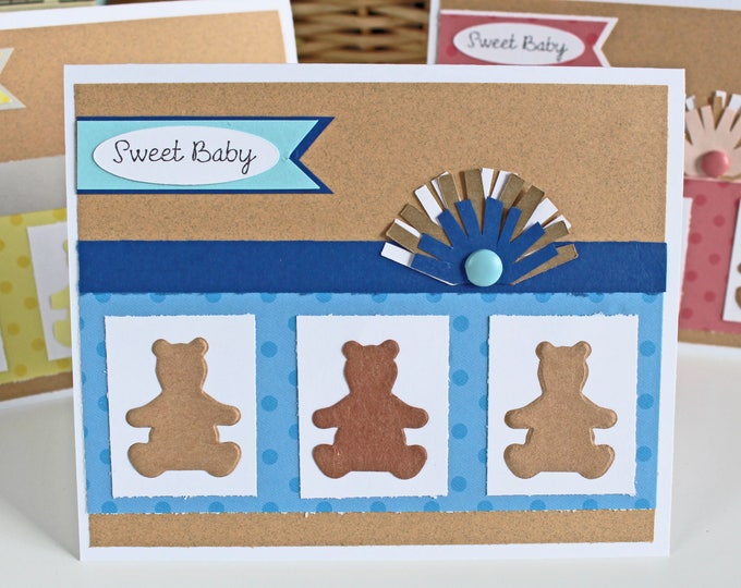 Sweet Baby Teddy Bear Card, Baby Blue Teddy Bear, Teddy Bear Baby Card, Baby Boy Teddy Bear Card, Teddy Bear Shower, Baby Shower Card, Baby