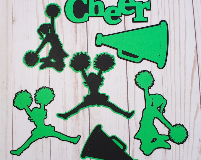 Any Color, Cheerleading Die Cut Set, Set of 7, Scrapbooking, High School, Cheer Team, Team Color, Handmade Diecuts, Memory Book, Party Decor