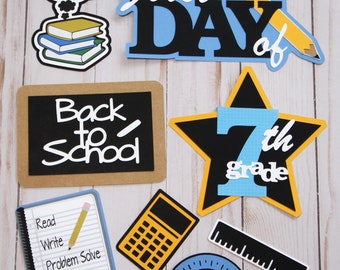 Any Year, 6th 7th or 8th Grade, First Day Back to School Diecuts, Mid-School Die Cut Set, Scrapbooking Embellishments, Middle Junior High