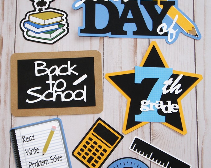 Any Year, 6th 7th or 8th Grade, First Day Back to School Diecuts, Mid-School Die Cut Set, Scrapbooking Embellishments, Middle Junior High