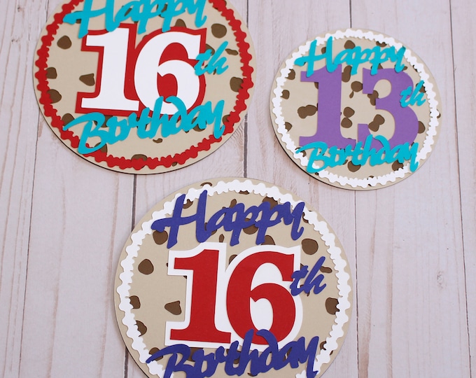 Custom Birthday Number, Any Color Combo, Cookie Cake Diecut, Birthday Cookie Die Cut, Handmade Layered Embellishment, Birthday Scrapbook