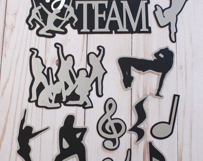 Pick Any Colors, Dance Team Die Cut Set, Set of 11, Drill Team Diecuts, High School Team Colors, Custom Dancing Die Cuts, Layered Cut Paper